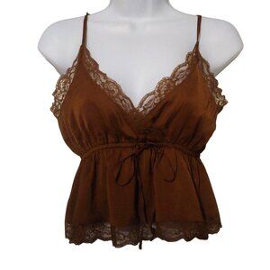 American Eagle Brown Lacy Baby Doll Empire Waist Y2k Adjustable Straps Top XS